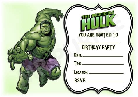 hulk einladungskarten|Hulk Invitation